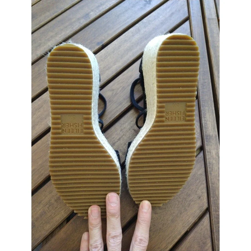 Eileen Fisher espadrille  sandals Classic black size 5.5 Beachy Summer